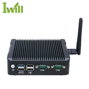 2 lan barebone system linux komputer mikro tanam J1900 quad core tanpa kipas pc mini win10 untuk terminal swalayan