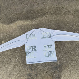 T-shirt personnalisé pour homme 100% coton à manches longues, impression en relief, streetwear épais, coupe oversize pour le printemps - Product Image 2