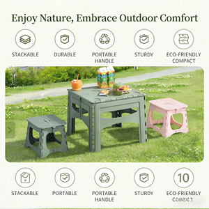 Wholesale RCVE Foldable <b>Table</b> Chair <b>Set</b> 1 + 2 <b>Stools</b>, Sturdy & Durable, for Outdoor Camping, Hiking, Fishing, <b>and</b> Indoor Use - Product Image 4
