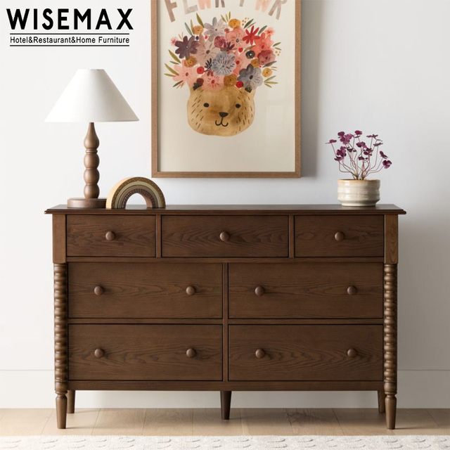 WISEMAX FURNITURE Classic Design Hotel Home Villa Apartment Solid Wood Dresser Storage Cabinet for Bedroom Living Room