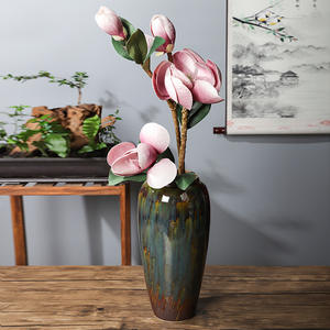 Vases chinois faits à la main rétro vintage nordiques, poterie rustique, vase à fleurs shabby chic pour hôtel, vase en céramique antique pour le sol - Product Image 4