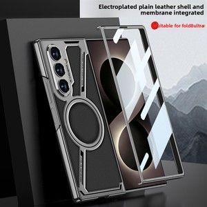 Étui de téléphone pliable à chargement sans fil magnétique en cuir électroplaqué, compatible avec le téléphone Samsung ZFold8 Ultra - Product Image 2