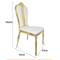 Chaise de salle à manger empilable en cuir avec coussin, design vintage de luxe, structure en acier inoxydable, idéale pour les mariages et banquets - Vente chaude
