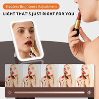 Miroir de beauté éclairé Portable écran tactile Dimmable miroir de courtoisie cosmétique pliant LED de table pour le rasage et les voyages