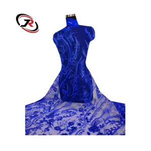 2023 blue best-selling Dubai, pearl string bead net cloth lace fabric, wedding dress fabric