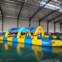 Piscina Inflable Comercial de PVC con Toldo para el Sol, Piscina de Juegos Acuáticos para Niños, Alquiler para Fiestas en Parques al Aire Libre