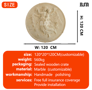 Relieve de <span class=keywords><strong>Venus</strong></span> y Cupido (Diosa del Amor y Pequeño Eros) Escultura Redonda de Mármol para Decoración del Hogar - Product Image 2