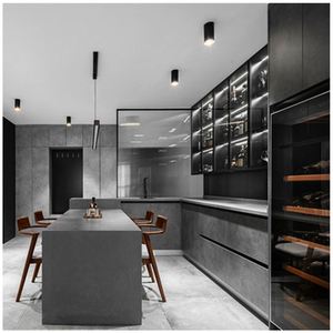 Meuble de cuisine modulaire en PVC au design moderne sur mesure avec plan de travail en résine stratifiée marbrée, meubles et accessoires pour la maison en MDF - Product Image 1