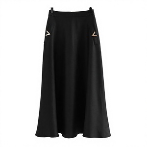 Falda Midi de Mujer, Estilo Vintage Elegante, Corte en A, Cintura Natural, Poliéster Ecológico No Tejido, para Oficina o Uso Casual - Product Image 2
