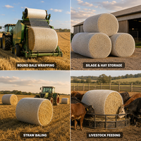 Filet de paillage agricole pour ensilage, foin, paille, balles rondes, en HDPE tricoté, en rouleau, résistant aux UV, moulé et découpé