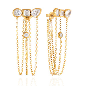 Pendientes de Araña con Borlas de Circones Blancos de Acero Inoxidable, Diseño Geométrico, Joyería para Fiestas - Product Image 5