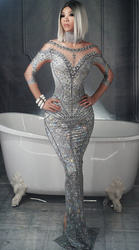 Abiti Femminili di Lusso con Diamanti, Vestito da Sera Aderente Sexy per Donna - Product Image 4