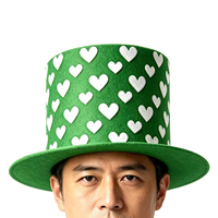 Chapeau de magicien en feutre imprimé cœurs amusants pour adulte, idéal pour Halloween, carnaval, spectacles de magie, fêtes et événements cosplay