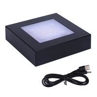 Cubo di Cristallo LED Quadrato Nero Argento Colorato all'Ingrosso con Base in Plastica, Utilizzo con Batteria o USB