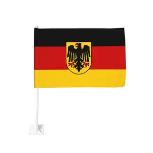 2023 hochwertiger langlebiger polyester doppelseitiger digitaldruck deutschland eagle nationale flagge autofenster-flagge mit halter
