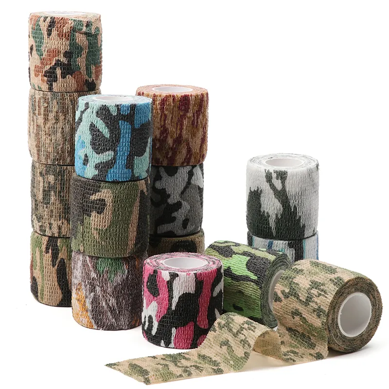 MKAS Camo Camouflage Sports Atmungsaktive elastische kohäsive Bandage Selbst klebende Wickel Athletic Tape Gaze