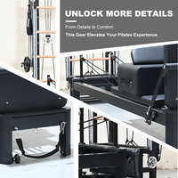 Machine de Pilates Reformer en aluminium noir avec demi-tournebrise, lit de yoga professionnel pour le renforcement musculaire et le remodelage corporel