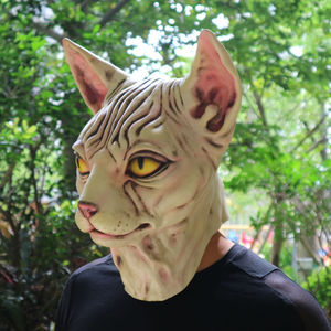 Máscara <span class=keywords><strong>de</strong></span> látex <span class=keywords><strong>realista</strong></span> <span class=keywords><strong>de</strong></span> <span class=keywords><strong>gato</strong></span> para Halloween, máscara facial completa para adultos, para disfraces, cosplay, Navidad, divertida y aterradora - Product Image 6