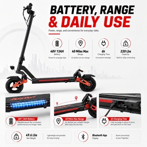 สกู๊ตเตอร์ไฟฟ้าสำหรับผู้ใหญ่ OEM ขนาด 9 นิ้ว ล้ออะลูมิเนียม พับได้ ระบบกันสะเทือนเต็มรูปแบบ 48V 500W รับน้ำหนักได้ 100 กก. รุ่น App ASAP 9 สองล้อ - Product Image 6