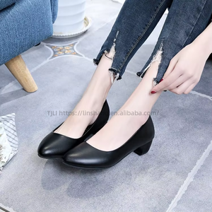 Zapatos de Tacón Alto Profesionales para Mujer, con Suela de Cuero Negro, Superficie Suave, para Entrevistas y Trabajo - Product Image 2