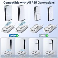Support de chargeur de quai de ventilateur de refroidissement pour console de jeu vidéo PS5 Charge verticale avec bande lumineuse Communication filaire