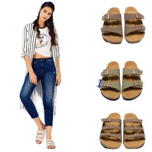 夏季男女透气休闲油蜡平底纯色无装饰软木沙滩鞋中国批发 - Product Image 1