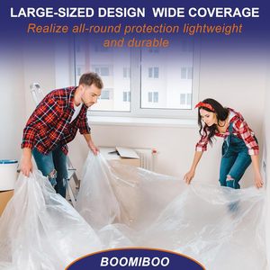 ผ้าคลุมพลาสติกป้องกันสี Boomiboo ขนาด 12 ฟุต x 9 ฟุต แพ็ค 6 ผืน หนา 0.5 มิล - Product Image 4