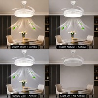 Ventilateur de plafond intelligent avec application, 42 pouces, 96W, LED à intensité variable, réglage de la minuterie, moteur silencieux, pour salon, chambre à coucher, cuisine