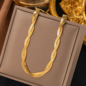 Mujeres capas serpiente cadena collar pulsera joyería conjunto 18K chapado en oro Acero inoxidable giros cadena Kit - Product Image 5