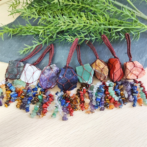 Wholesale <strong>Cheap</strong> Seven Chakra Car Hanging Charm Healing Crystal Rough Stones Natural Gems Chips Raw <strong>Stone</strong> <strong>Jade</strong> Wall Home Decor - Product Image 1