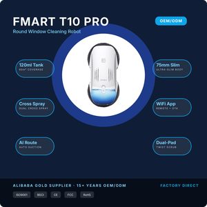 Nettoyeurs <span class=keywords><strong>de</strong></span> <span class=keywords><strong>vitres</strong></span> électriques FMART T10Pro à double pulvérisation ultrasonique et détection intelligente des bords B2B - Product Image 1