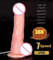 Großhandel Günstiger Kabelgebundener Heiz-Dildo Vibrator USB Aufladbar Rosa Rotierender Vibrierender Dildo Sexspielzeug für Frauen