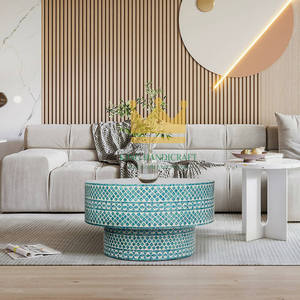Mesa de centro con incrustaciones de madreperla, mesa de centro decorativa hecha a mano para sala de estar, salón o interiores de hotel - Product Image 1