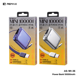 REMAX AS-181-35 10000mAh 20000mAh Power Bank PD 35W 45W Charge rapide <span class=keywords><strong>C</strong></span>âbles doubles intégrés Chargeur portable avec écran LED - Product Image 2
