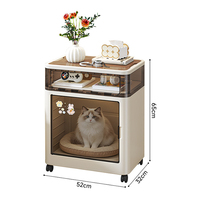 Boîte de rangement pliable pour table de chevet, tiroir de rangement, organisateur de chevet, meuble pliant avec couvercle en bois et porte transparente