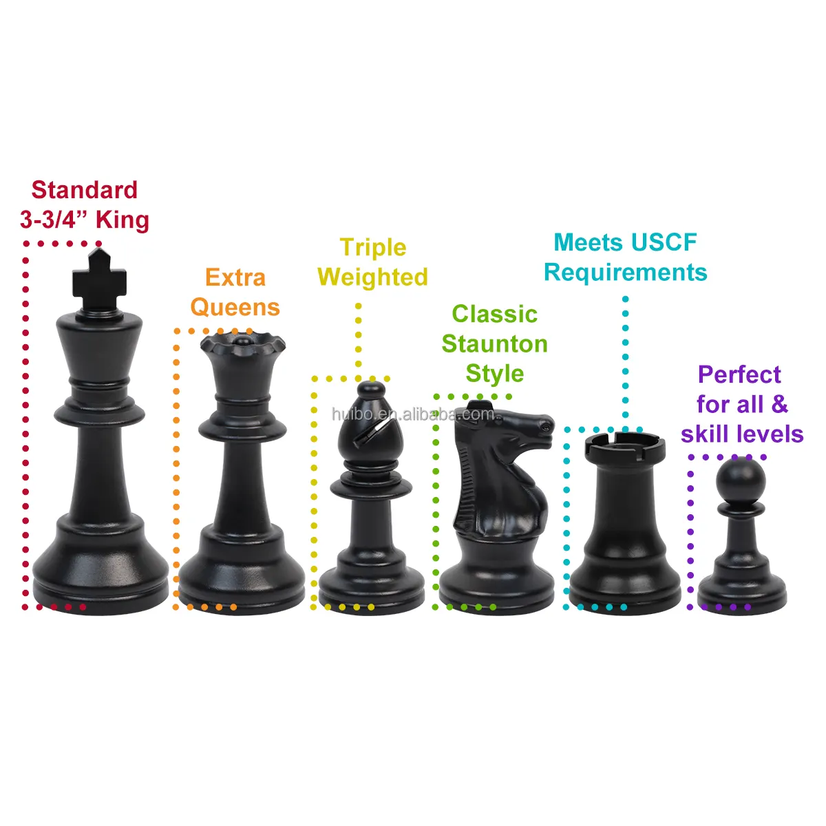 4" King 3lbs+ Triple Weighted Big Knight Plastic Chess Set 