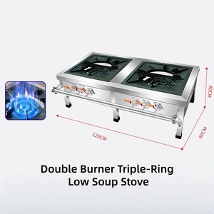 Cuisinière à gaz GPL haute pression en acier inoxydable avec brûleur wok et étagère, équipement de cuisine professionnel pour restaurants - Product Image 2