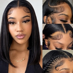 Perruque Sans Colle Abordable Full HD Lace Cheveux Brésiliens Courts Bob Perruques Cheveux Humains Lace Front HD Lace Frontal pour Femmes Noires - Product Image 2