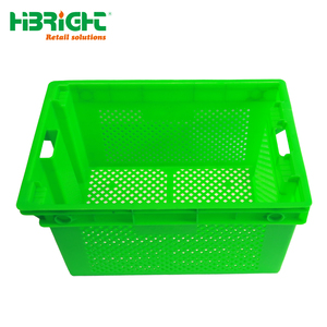 Heavy Duty <b>Plastic</b> Logistics <b>Crate</b> Durable Mesh Turnover Box with Handles for Supermarket Fresh Vegetable Delivery - Product Image 1