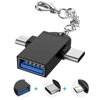 Adaptador OTG 2 en 1 Micro USB Tipo C Macho a USB 3,0 Hembra Micro y Tipo C Conectores OTG