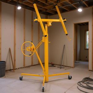 Elevador de paneles de yeso de 11 pies con capacidad de 150 lb, brazo telescópico ajustable, ruedas bloqueables, elevador de construcción amarillo - Product Image 2