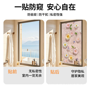 Frosted Window Film Oval Privacy Glass Sticker For Bathroom <b>Door</b> <b>Light</b> Blocking Easy Clean PVC Material White Color - Product Image 3