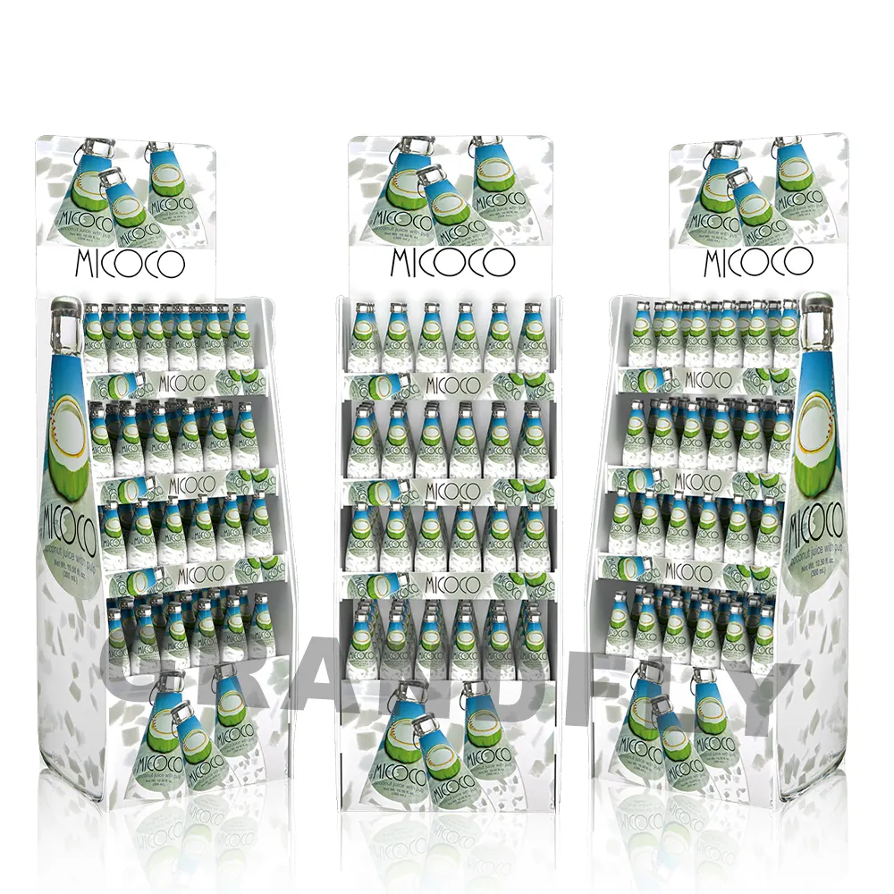 Özel karton meyve içecek içecek standı kaynağı Pop Up bira karton kağıt likör şişesi zemin ekran standı
