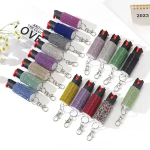 Colorful Bling Diamond Rhinestone Self-defense Keychain Bulk Supplies Plastic Spray Bottle Shell Women Self Defense Keychain