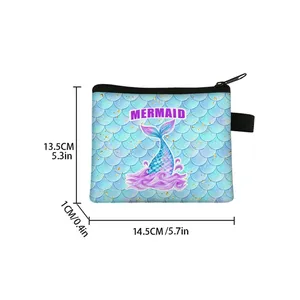 <span class=keywords><strong>Portamonete</strong></span> Casual a Forma di Sirena per Bambini, Chiusura con Cerniera, 5x4 Pollici, Borsa Portaoggetti in Poliestere con Design Cartone Animato 2D - Product Image 2