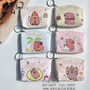 Portamonete Capybara 10x8,5 cm con cerniera, design a cartone animato per ragazze e donne, mini portafoglio portatile con portachiavi - Product Image 1