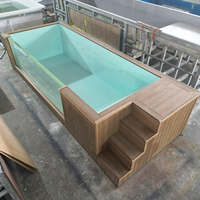 Grande piscine préfabriquée en conteneur, piscine acrylique transparente sans fin pour la famille et les amis, idéale pour la cour et les centres de villégiature