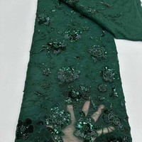Tissus en dentelle florale perlée à sequins en maille de haute qualité pour robes de mariée et de soirée, usage vestimentaire