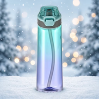 Bouteilles transparentes anti-fuite en Tritan+PP avec paille intégrée, lavables au lave-vaisselle, pour le camping, la randonnée, l'école, la gym, le bureau, ou comme cadeau.