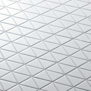 Carrelage de salle de bains en porcelaine glacée, Triangle, décor moderne, mosaïque blanche intelligente de 2" - Product Image 5